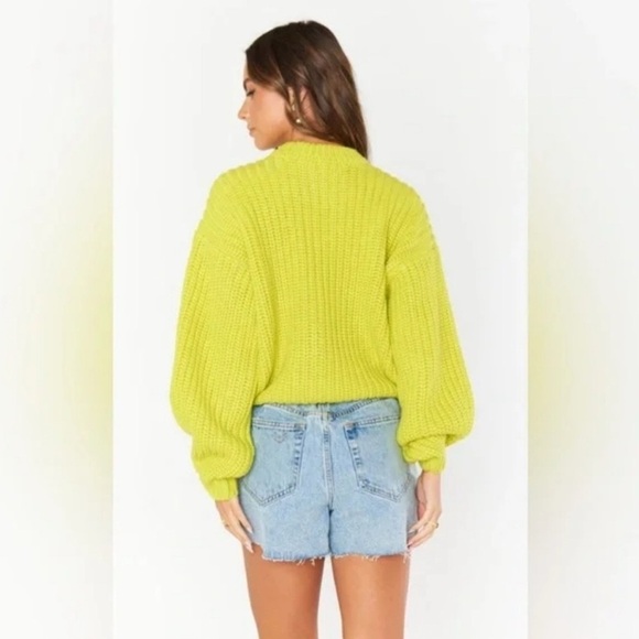Show Me Your MuMu Bailey Like Green Chunky Knit Oversized Sweater Size Small - Picture 3 of 16